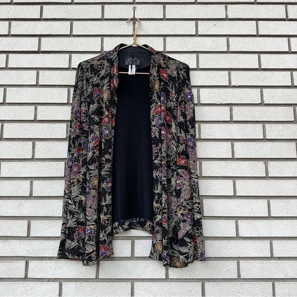 Alex Evenings Cocktail Duster Cardigan Jacket Glitter Formal Floral Rhinestones - Picture 1 of 7